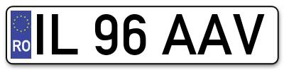 Placuta inmatriculare numar auto  IL-96-AAV, IL 96 AAV, IL96AAV