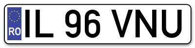 Placuta inmatriculare numar auto  IL-96-VNU, IL 96 VNU, IL96VNU