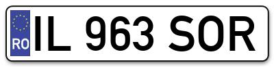 Placuta inmatriculare numar auto  IL-963-SOR, IL 963 SOR, IL963SOR