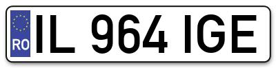 Placuta inmatriculare numar auto  IL-964-IGE, IL 964 IGE, IL964IGE