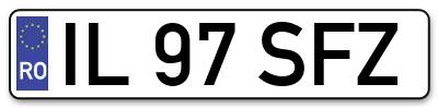 Placuta inmatriculare numar auto  IL-97-SFZ, IL 97 SFZ, IL97SFZ