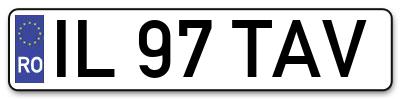Placuta inmatriculare numar auto  IL-97-TAV, IL 97 TAV, IL97TAV