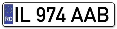 Placuta inmatriculare numar auto  IL-974-AAB, IL 974 AAB, IL974AAB