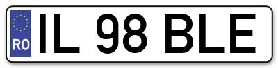 Placuta inmatriculare numar auto  IL-98-BLE, IL 98 BLE, IL98BLE