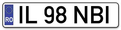Placuta inmatriculare numar auto  IL-98-NBI, IL 98 NBI, IL98NBI