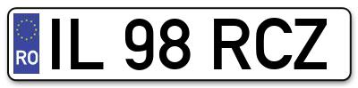 Placuta inmatriculare numar auto  IL-98-RCZ, IL 98 RCZ, IL98RCZ
