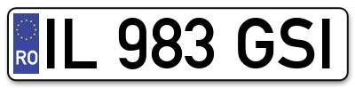 Placuta inmatriculare numar auto  IL-983-GSI, IL 983 GSI, IL983GSI