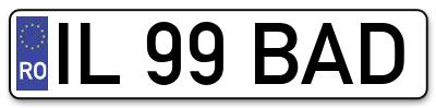 Placuta inmatriculare numar auto  IL-99-BAD, IL 99 BAD, IL99BAD