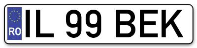 Placuta inmatriculare numar auto  IL-99-BEK, IL 99 BEK, IL99BEK