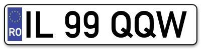 Placuta inmatriculare numar auto  IL-99-QQW, IL 99 QQW, IL99QQW