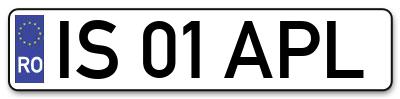 Placuta inmatriculare numar auto  IS-01-APL, IS 01 APL, IS01APL