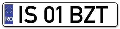 Placuta inmatriculare numar auto  IS-01-BZT, IS 01 BZT, IS01BZT