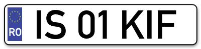 Placuta inmatriculare numar auto  IS-01-KIF, IS 01 KIF, IS01KIF