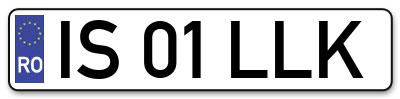Placuta inmatriculare numar auto  IS-01-LLK, IS 01 LLK, IS01LLK