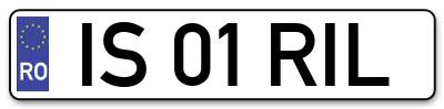 Placuta inmatriculare numar auto  IS-01-RIL, IS 01 RIL, IS01RIL