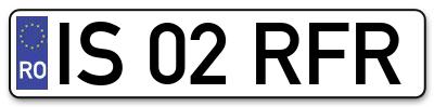 Placuta inmatriculare numar auto  IS-02-RFR, IS 02 RFR, IS02RFR
