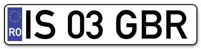 Placuta inmatriculare numar auto  IS-03-GBR, IS 03 GBR, IS03GBR