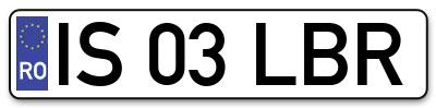 Placuta inmatriculare numar auto  IS-03-LBR, IS 03 LBR, IS03LBR