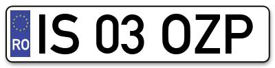 Placuta inmatriculare numar auto  IS-03-OZP, IS 03 OZP, IS03OZP