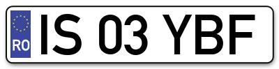 Placuta inmatriculare numar auto  IS-03-YBF, IS 03 YBF, IS03YBF