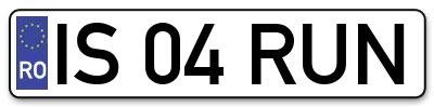 Placuta inmatriculare numar auto  IS-04-RUN, IS 04 RUN, IS04RUN