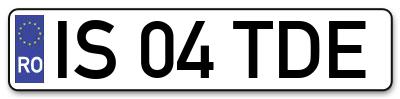 Placuta inmatriculare numar auto  IS-04-TDE, IS 04 TDE, IS04TDE