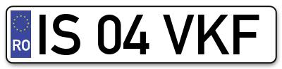 Placuta inmatriculare numar auto  IS-04-VKF, IS 04 VKF, IS04VKF