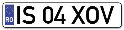 Placuta inmatriculare numar auto  IS-04-XOV, IS 04 XOV, IS04XOV