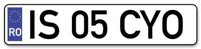 Placuta inmatriculare numar auto  IS-05-CYO, IS 05 CYO, IS05CYO