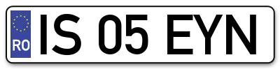 Placuta inmatriculare numar auto  IS-05-EYN, IS 05 EYN, IS05EYN