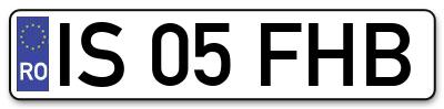 Placuta inmatriculare numar auto  IS-05-FHB, IS 05 FHB, IS05FHB