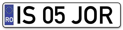 Placuta inmatriculare numar auto  IS-05-JOR, IS 05 JOR, IS05JOR