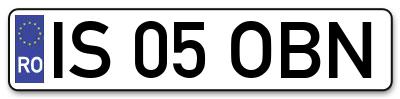 Placuta inmatriculare numar auto  IS-05-OBN, IS 05 OBN, IS05OBN