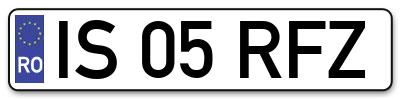 Placuta inmatriculare numar auto  IS-05-RFZ, IS 05 RFZ, IS05RFZ