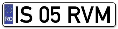 Placuta inmatriculare numar auto  IS-05-RVM, IS 05 RVM, IS05RVM
