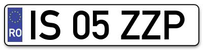 Placuta inmatriculare numar auto  IS-05-ZZP, IS 05 ZZP, IS05ZZP