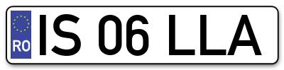 Placuta inmatriculare numar auto  IS-06-LLA, IS 06 LLA, IS06LLA