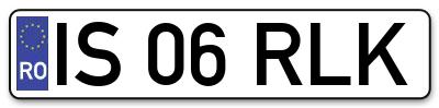 Placuta inmatriculare numar auto  IS-06-RLK, IS 06 RLK, IS06RLK