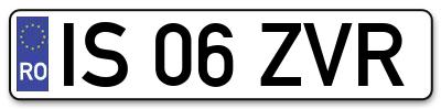 Placuta inmatriculare numar auto  IS-06-ZVR, IS 06 ZVR, IS06ZVR