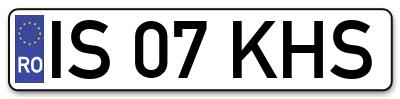 Placuta inmatriculare numar auto  IS-07-KHS, IS 07 KHS, IS07KHS