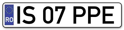 Placuta inmatriculare numar auto  IS-07-PPE, IS 07 PPE, IS07PPE