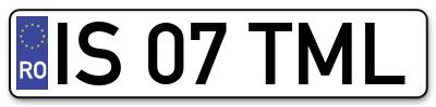 Placuta inmatriculare numar auto  IS-07-TML, IS 07 TML, IS07TML