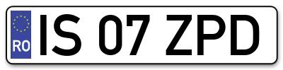 Placuta inmatriculare numar auto  IS-07-ZPD, IS 07 ZPD, IS07ZPD