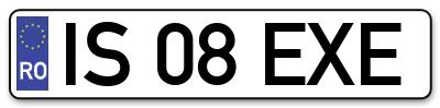 Placuta inmatriculare numar auto  IS-08-EXE, IS 08 EXE, IS08EXE