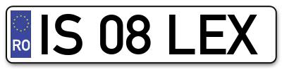 Placuta inmatriculare numar auto  IS-08-LEX, IS 08 LEX, IS08LEX