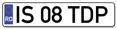 Placuta inmatriculare numar auto  IS-08-TDP, IS 08 TDP, IS08TDP
