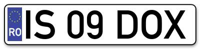 Placuta inmatriculare numar auto  IS-09-DOX, IS 09 DOX, IS09DOX