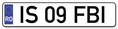 Placuta inmatriculare numar auto  IS-09-FBI, IS 09 FBI, IS09FBI