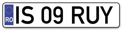 Placuta inmatriculare numar auto  IS-09-RUY, IS 09 RUY, IS09RUY