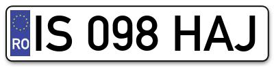 Placuta inmatriculare numar auto  IS-098-HAJ, IS 098 HAJ, IS098HAJ